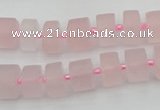 CRB452 15.5 inche 7*11mm tyre matte rose quartz gemstone beads