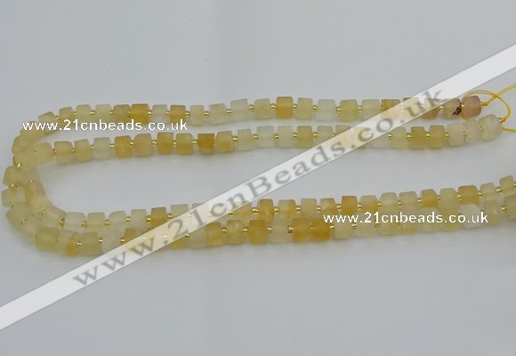 CRB453 15.5 inche 5*8mm tyre matte citrine gemstone beads