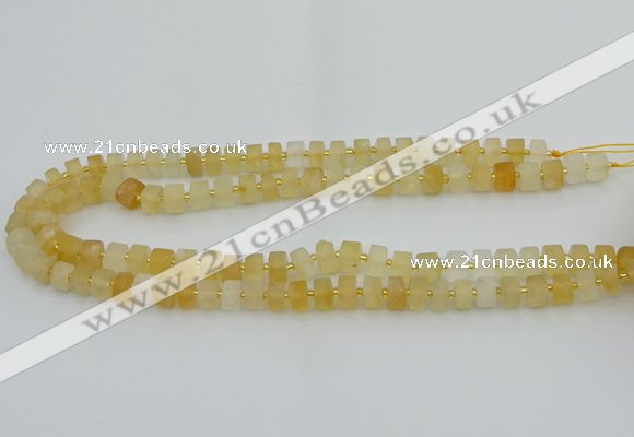 CRB454 15.5 inche 6*10mm tyre matte citrine gemstone beads