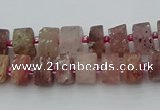 CRB460 15.5 inche 6*10mm tyre matte strawberry quartz gemstone beads
