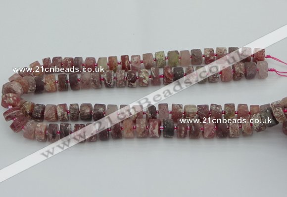 CRB461 15.5 inche 8*12mm tyre matte strawberry quartz gemstone beads