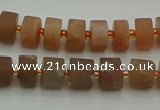 CRB463 15.5 inche 6*10mm tyre matte moonstone gemstone beads