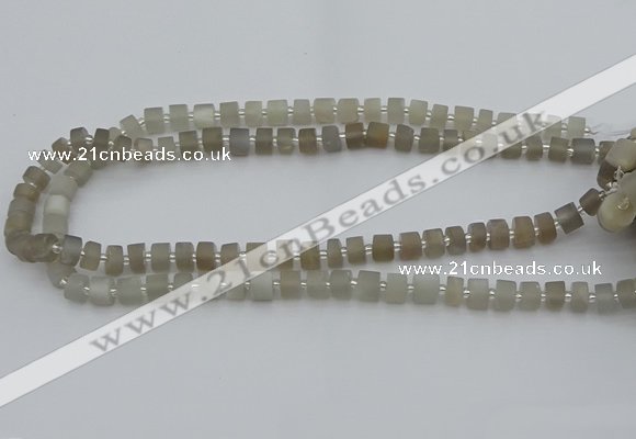 CRB465 15.5 inche 5*8mm tyre matte grey moonstone gemstone beads