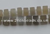 CRB466 15.5 inche 6*10mm tyre matte grey moonstone gemstone beads