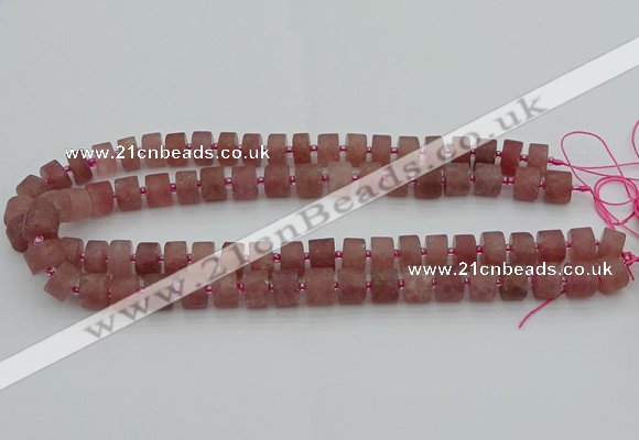 CRB479 15.5 inches 7*12mm tyre strawberry quartz beads wholesale