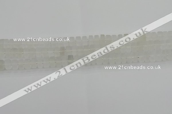 CRB499 15.5 inches 5*8mm tyre matte white crystal beads wholesale