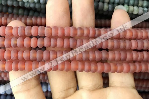 CRB5017 15.5 inches 4*6mm rondelle matte red agate beads wholesale