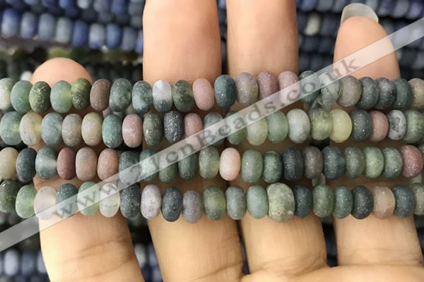 CRB5019 15.5 inches 4*6mm rondelle matte Indian agate beads wholesale