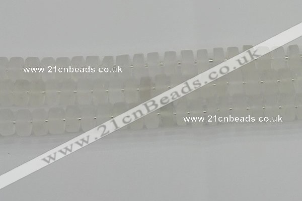 CRB502 15.5 inches 7*14mm tyre matte white crystal beads wholesale