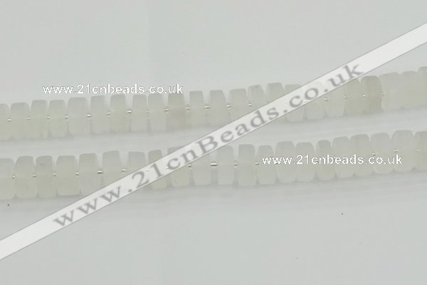 CRB503 15.5 inches 8*16mm tyre matte white crystal beads wholesale