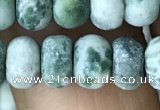 CRB5058 15.5 inches 5*8mm rondelle matte green spot stone beads