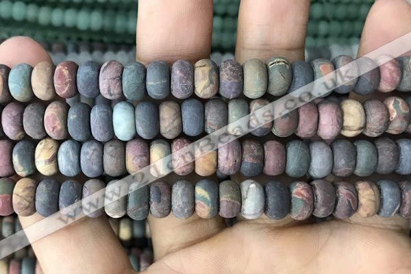 CRB5062 15.5 inches 5*8mm rondelle matte picasso jasper beads