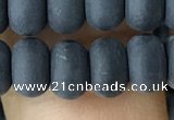 CRB5066 15.5 inches 5*8mm rondelle matte black agate beads wholesale