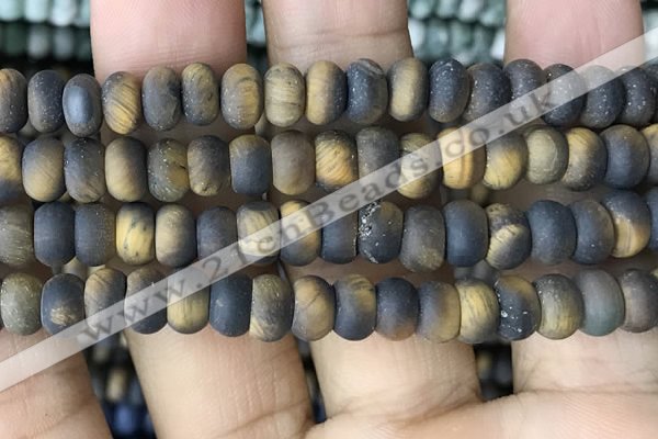 CRB5074 15.5 inches 5*8mm rondelle matte yellow tiger eye beads