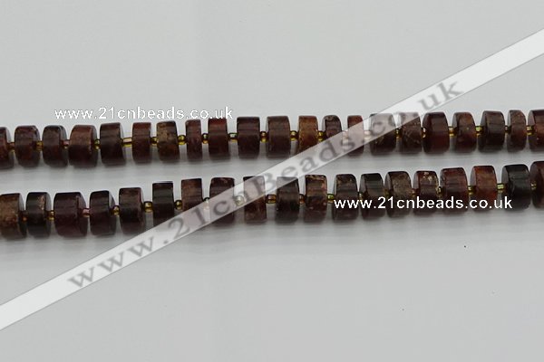 CRB508 15.5 inches 7*14mm tyre orange garnet beads wholesale