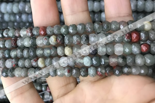 CRB5117 15.5 inches 4*6mm faceted rondelle blood jasper beads