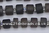 CRB512 15.5 inches 5*8mm tyre matte ice black obsidian beads