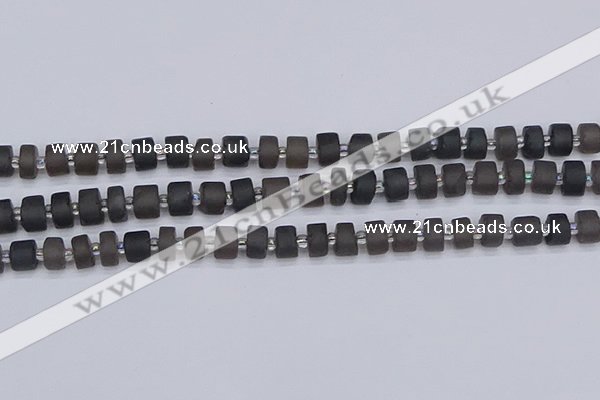 CRB512 15.5 inches 5*8mm tyre matte ice black obsidian beads