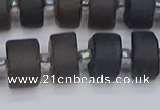 CRB514 15.5 inches 6*12mm tyre matte ice black obsidian beads