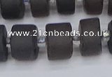 CRB515 15.5 inches 7*14mm tyre matte ice black obsidian beads