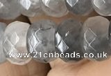 CRB5152 15.5 inches 5*8mm faceted rondelle cloudy quartz beads