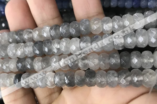 CRB5152 15.5 inches 5*8mm faceted rondelle cloudy quartz beads