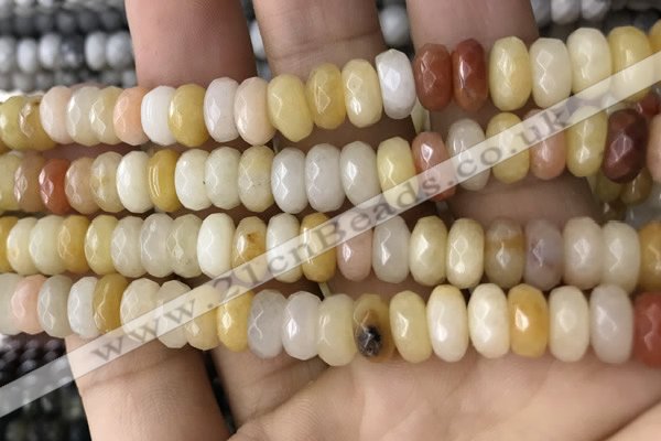 CRB5154 15.5 inches 5*8mm faceted rondelle yellow jade beads