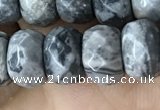 CRB5160 15.5 inches 5*8mm faceted rondelle grey picture jasper beads