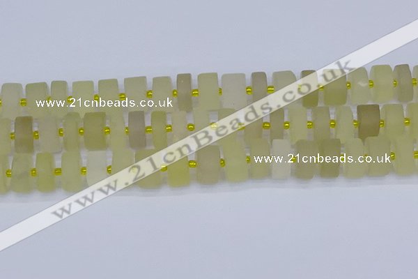 CRB521 15.5 inches 7*14mm tyre matte lemon quartz beads