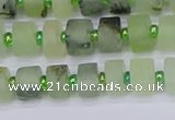 CRB524 15.5 inches 5*8mm tyre matte green rutilated quartz beads