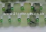 CRB525 15.5 inches 6*10mm tyre matte green rutilated quartz beads