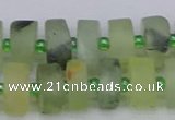 CRB526 15.5 inches 6*12mm tyre matte green rutilated quartz beads