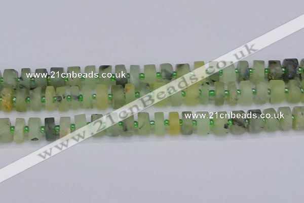 CRB526 15.5 inches 6*12mm tyre matte green rutilated quartz beads