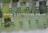 CRB527 15.5 inches 7*14mm tyre matte green rutilated quartz beads