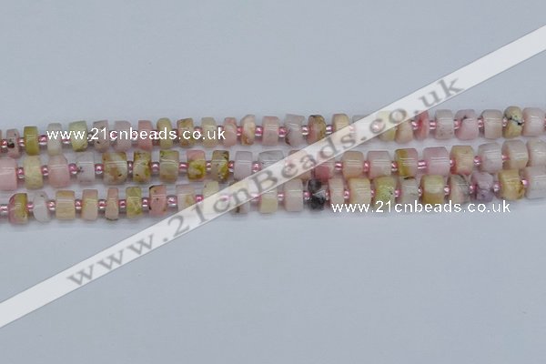 CRB542 15.5 inches 5*8mm tyre natural pink opal gemstone beads