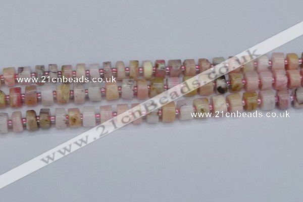 CRB543 15.5 inches 6*10mm tyre natural pink opal gemstone beads