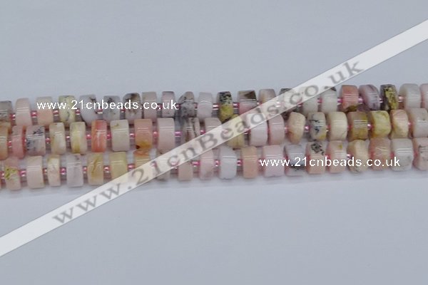 CRB544 15.5 inches 6*12mm tyre natural pink opal gemstone beads