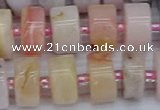 CRB545 15.5 inches 7*14mm tyre natural pink opal gemstone beads