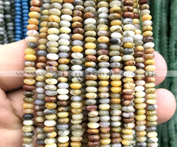 CRB5460 15 inches 2.5*4mm rondelle yellow crazy lace agate beads