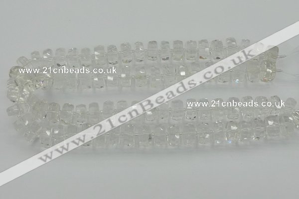 CRB549 15.5 inches 6*10mm faceted rondelle white crystal beads