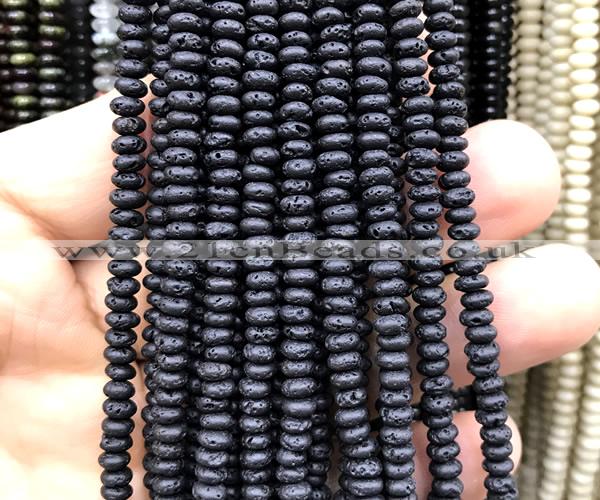 CRB5490 15 inches 2.5*4mm rondelle black lava beads wholesale