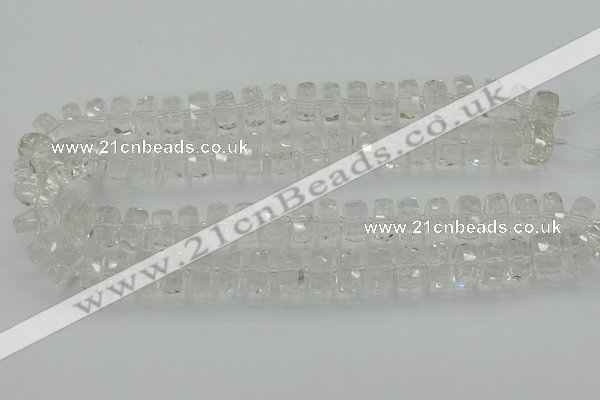 CRB551 15.5 inches 8*14mm faceted rondelle white crystal beads