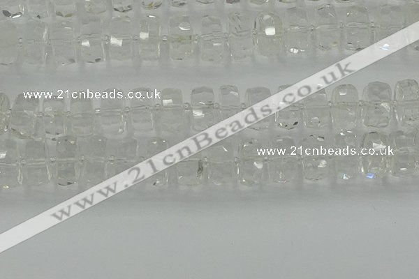 CRB553 15.5 inches 8*18mm faceted rondelle white crystal beads