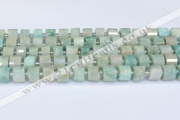 CRB5608 15.5 inches 7mm - 8mm faceted tyre amazonite beads
