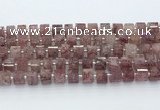 CRB5610 15.5 inches 7mm - 8mm faceted tyre strawberry quartz beads