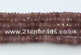 CRB5623 15.5 inches 6*10mm faceted rondelle strawberry quartz beads