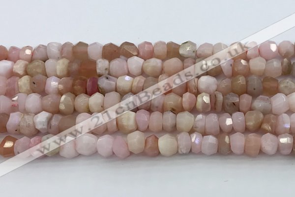 CRB5630 15.5 inches 4*6mm - 5*7mm faceted rondelle pink opal beads