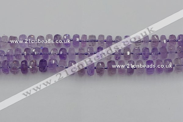 CRB565 15.5 inches 6*10mm faceted rondelle amethyst beads