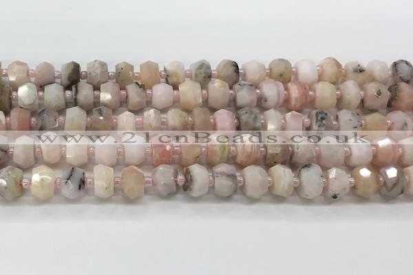 CRB5653 15.5 inches 5*8mm-6*10mm faceted rondelle pink opal beads wholesale