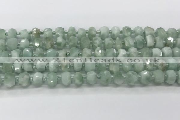 CRB5654 15.5 inches 5*8mm-6*10mm faceted rondelle green angel skin beads wholesale